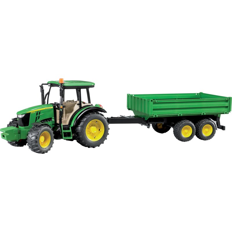 Trattore John Deere 5115M con rimorchio ribaltabile a tandem giocattolo 02108 - Bruder
