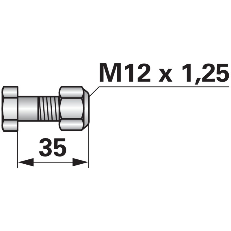 Frässchraube M12 x 1,25 x 35 mm, Güte 12.9, mit Sicherungsmutter